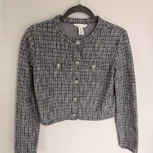H&M Monochrome Tweed Blazer